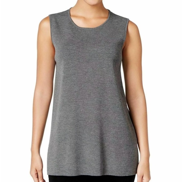 Eileen Fisher The Icons Sleeveless Tunic Wool Ash - Picture 2 of 6